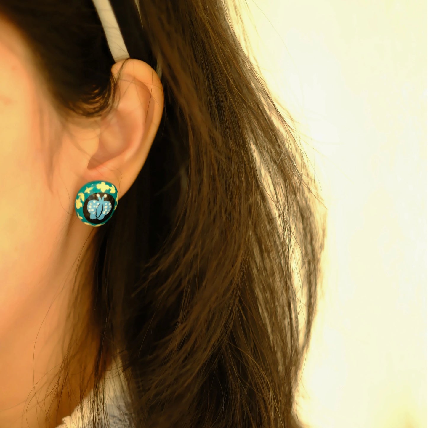 HAND PAINTED BUTTERFLY EAR STUD