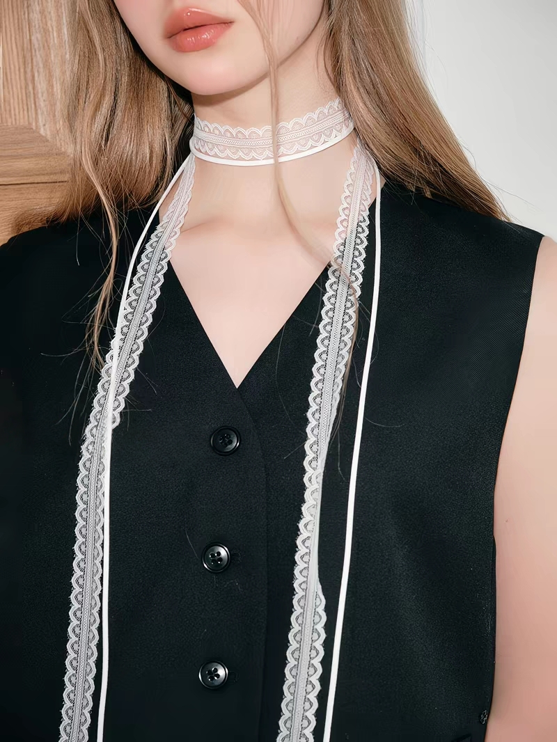 Lace Trim Choker Scarf/Neckerchief
