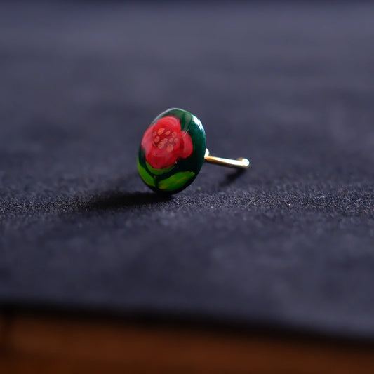 Hand-Painted Camellia Adjustable Ring/hand-drawn ring/handmade ring