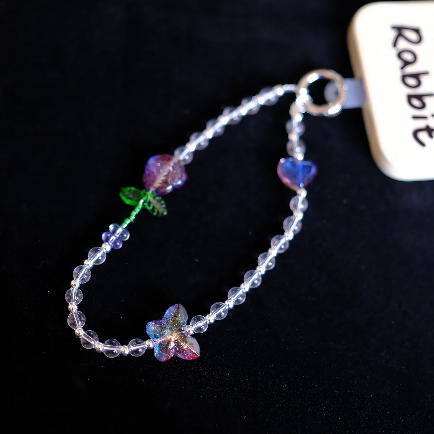 Glass Rose & Heart Beaded original handmade phone charms & straps/socialite & fairy style