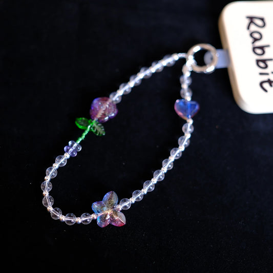 Glass Rose & Heart Beaded original handmade phone charms & straps/socialite & fairy style