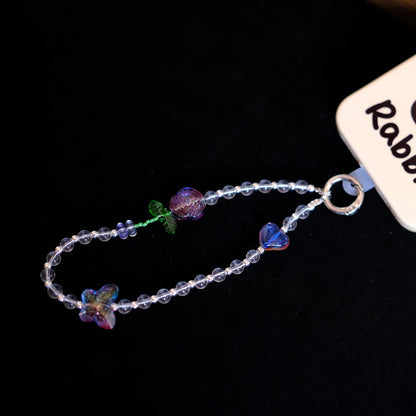 Glass Rose & Heart Beaded original handmade phone charms & straps/socialite & fairy style