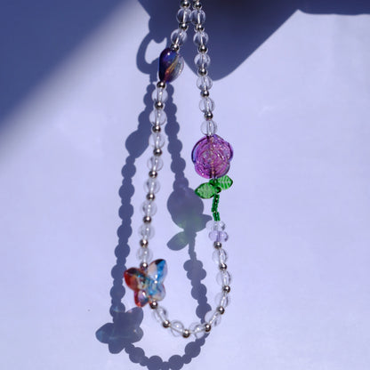 Glass Rose & Heart Beaded original handmade phone charms & straps/socialite & fairy style