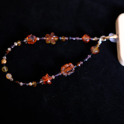 Amber-hued Glass Beaded original handmade phone charms and straps with socialite and fairy style
