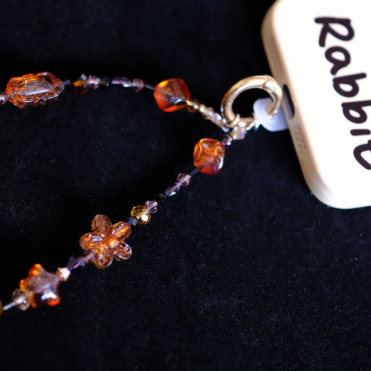 Amber-hued Glass Beaded original handmade phone charms and straps with socialite and fairy style