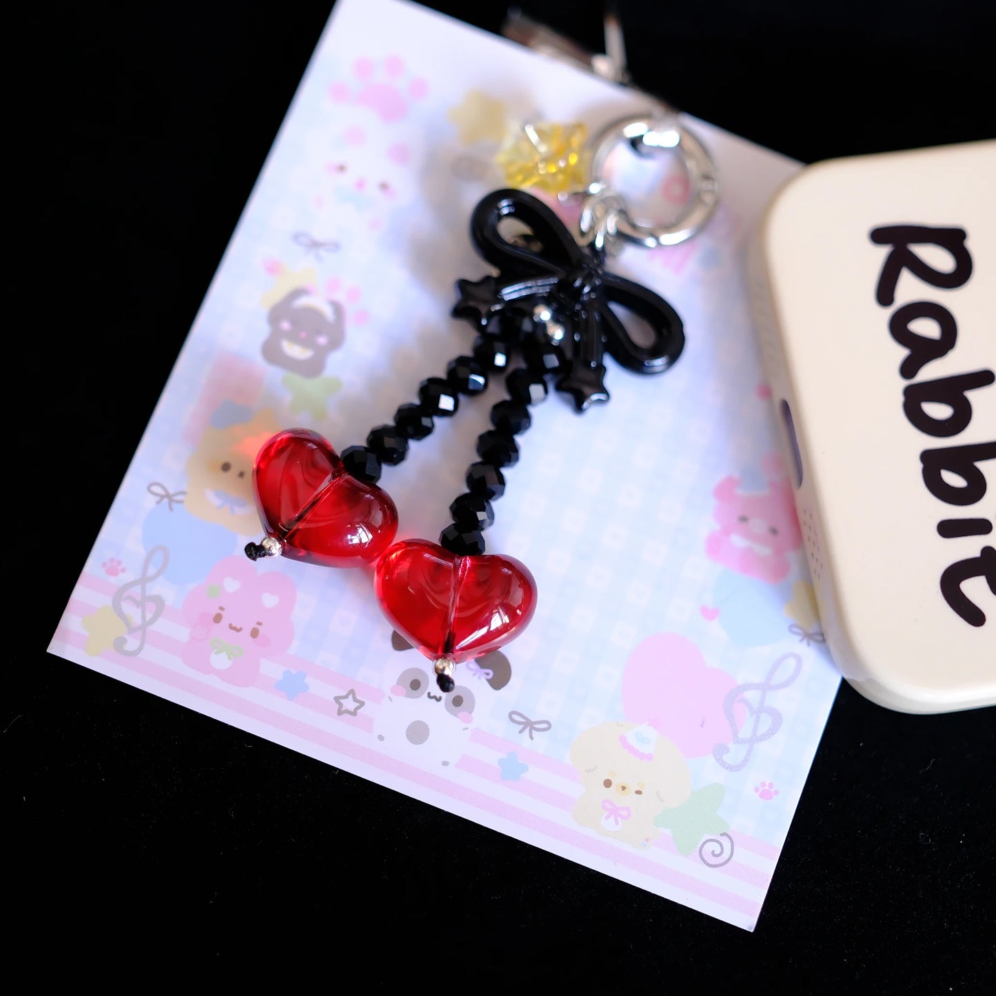 Glass Heart Charm Keychain/original handmade phone charms and straps with cute style