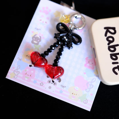 Glass Heart Charm Keychain/original handmade phone charms and straps with cute style