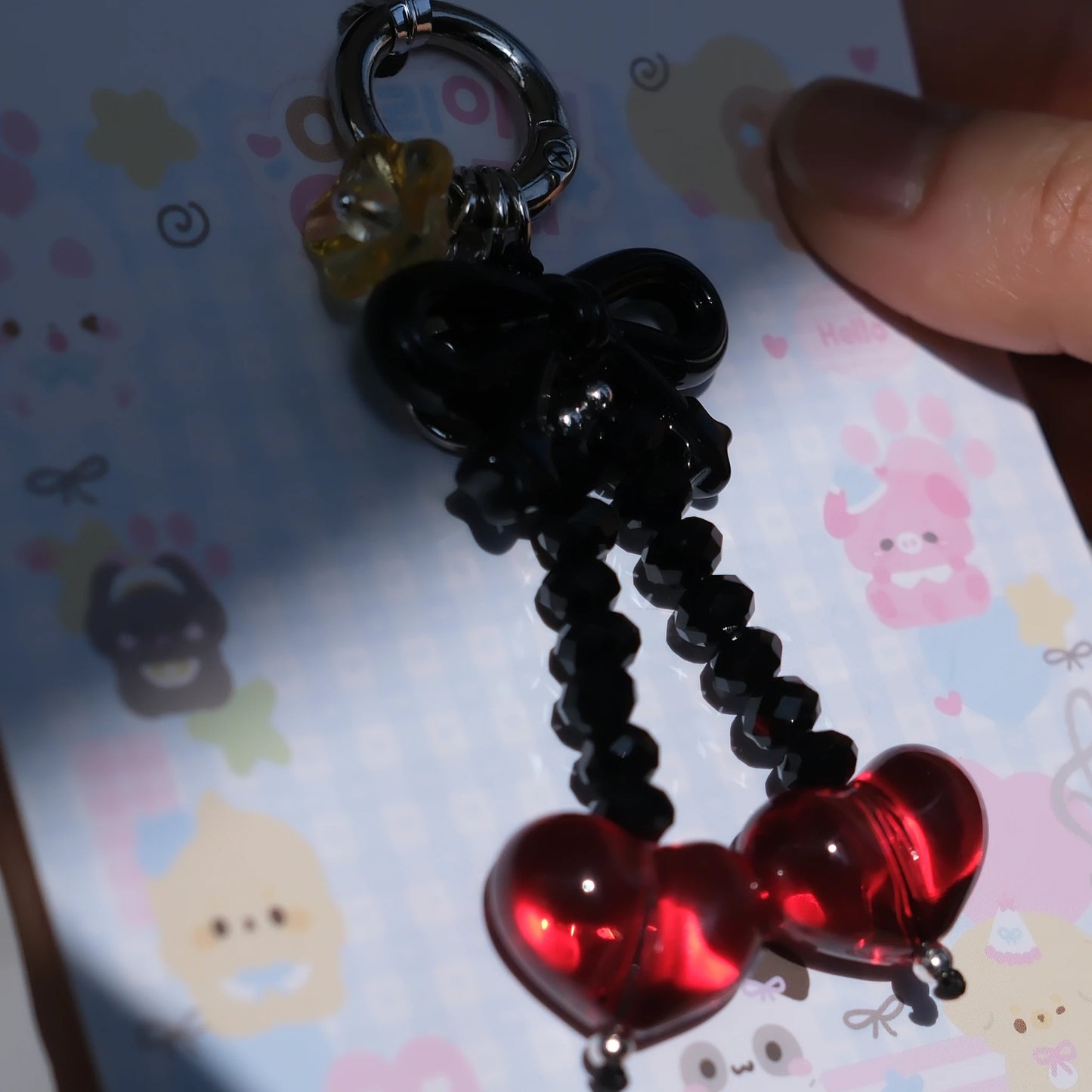 Glass Heart Charm Keychain/original handmade phone charms and straps with cute style