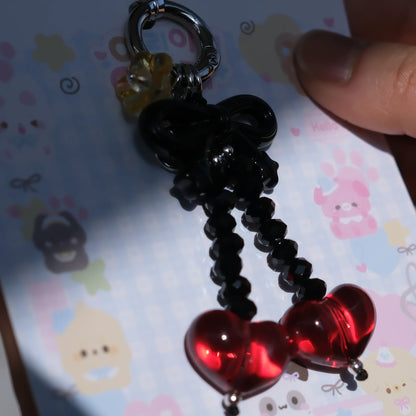 Glass Heart Charm Keychain/original handmade phone charms and straps with cute style