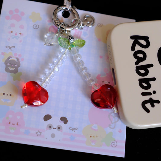 Glass Heart Charm Keychain/original handmade phone charms and straps with cute style