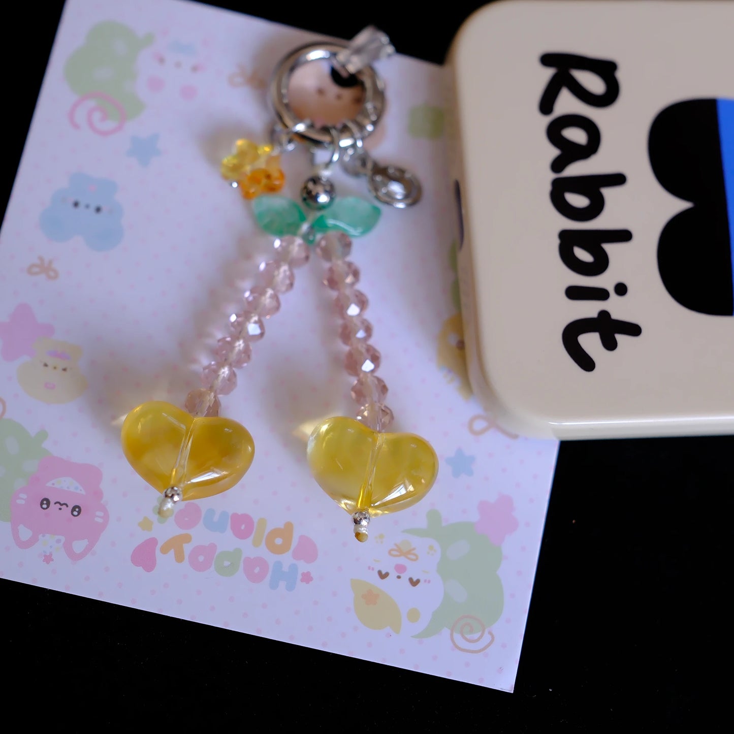 Glass Heart Charm Keychain/original handmade phone charms and straps with cute style