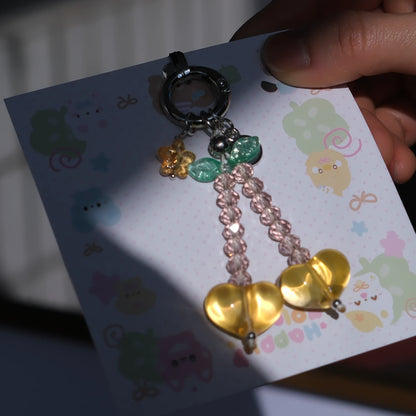 Glass Heart Charm Keychain/original handmade phone charms and straps with cute style