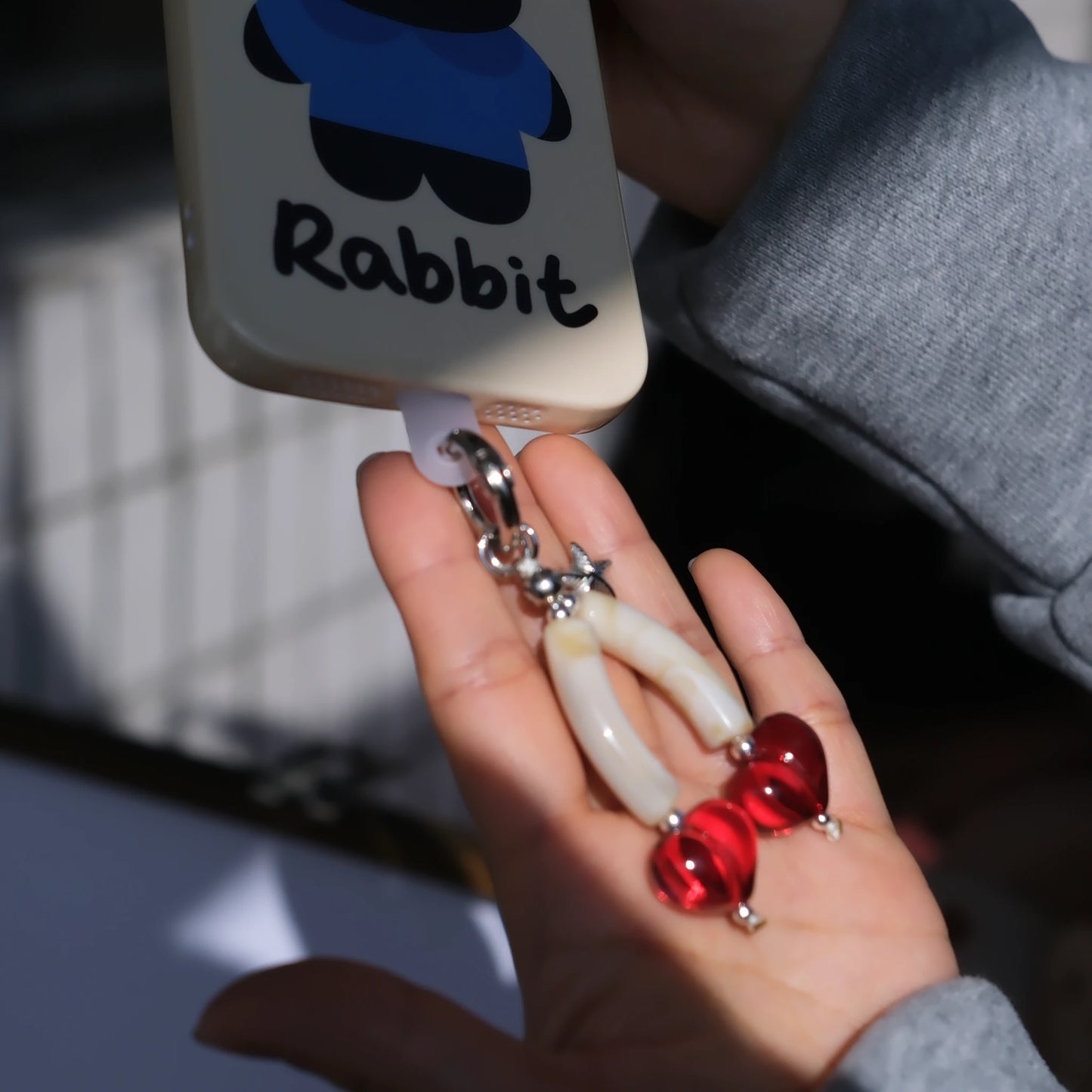 Glass Heart Charm Keychain/original handmade phone charms and straps with cute style