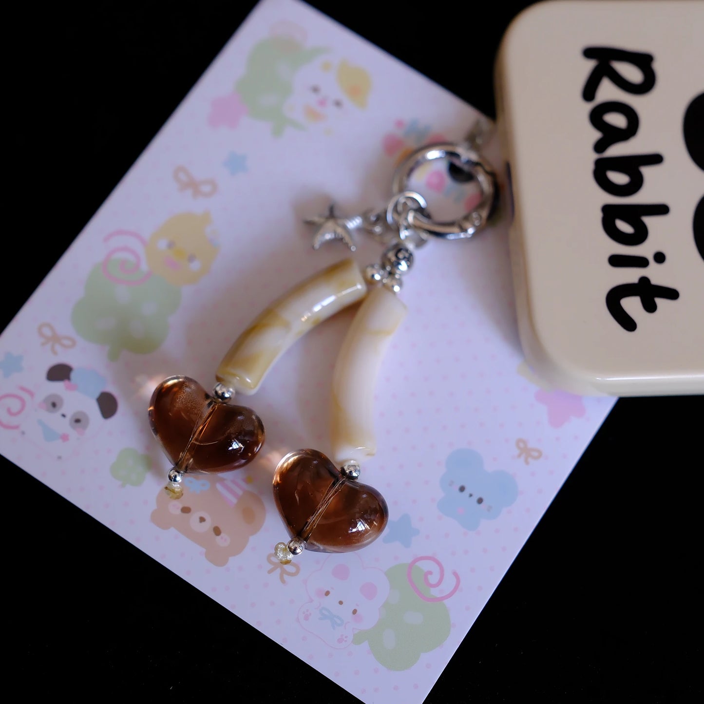 Glass Heart Charm Keychain/original handmade phone charms and straps with cute style