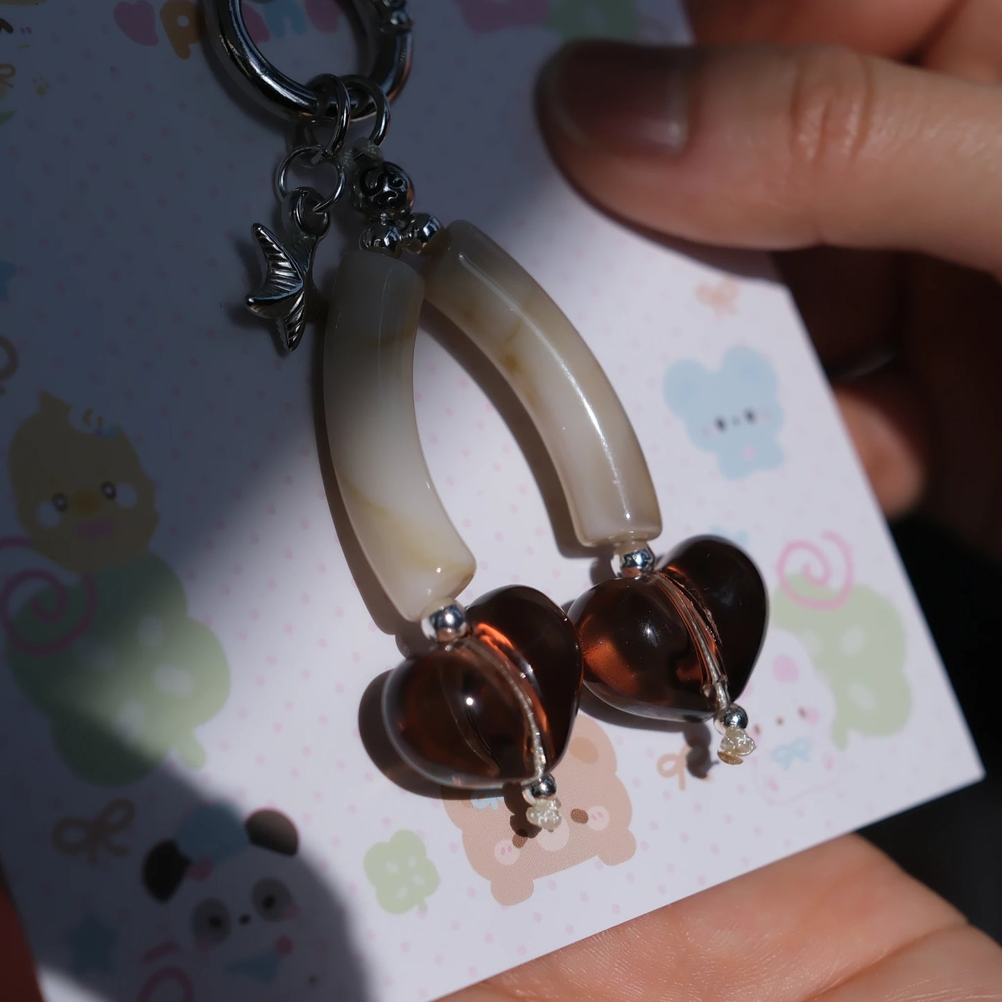 Glass Heart Charm Keychain/original handmade phone charms and straps with cute style