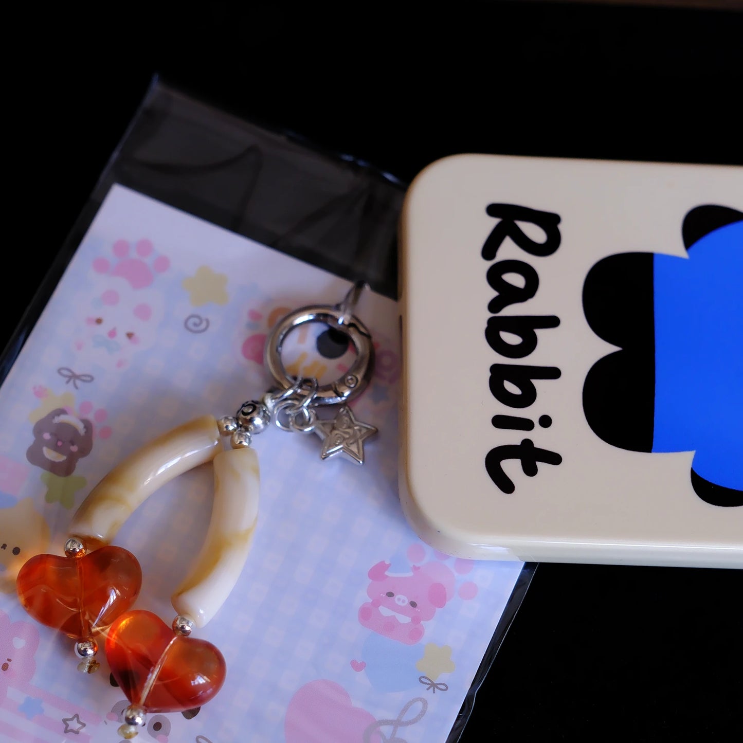 Glass Heart Charm Keychain/original handmade phone charms and straps with cute style