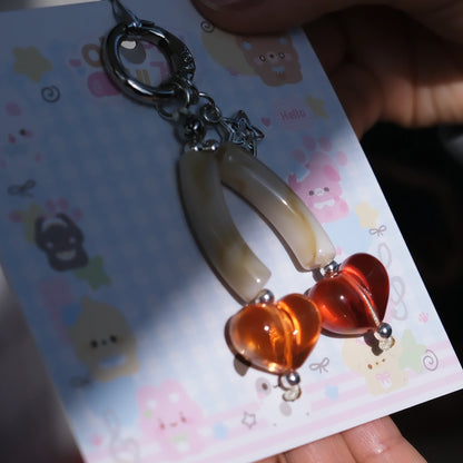 Glass Heart Charm Keychain/original handmade phone charms and straps with cute style
