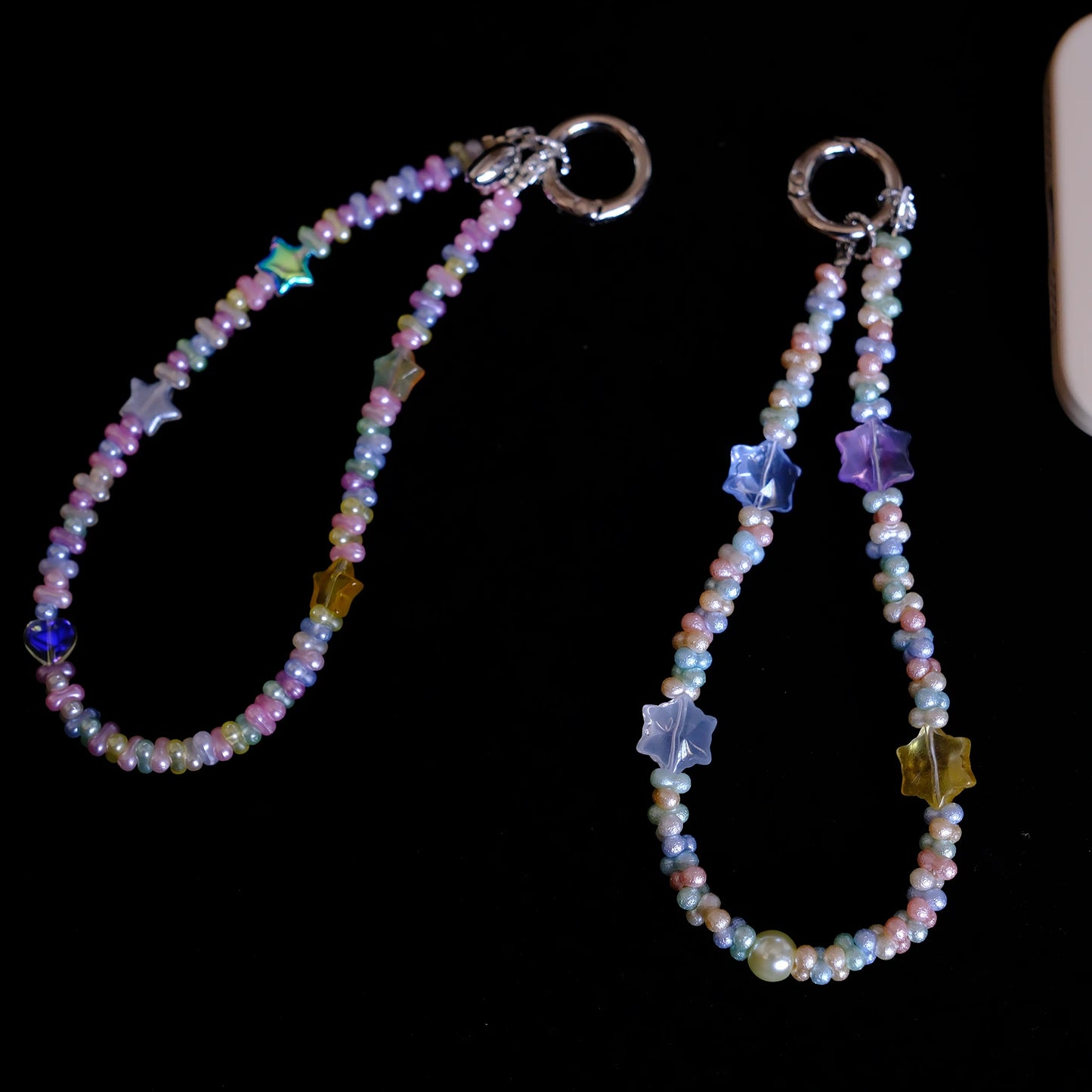 Pastel Rainbow Star Beaded original handmade phone charms and straps with socialite and fairy style
