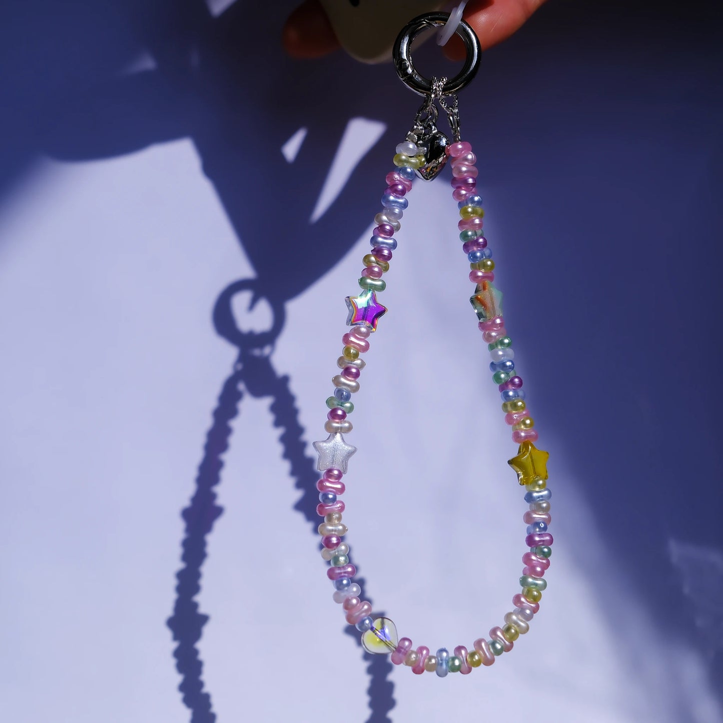Pastel Rainbow Star Beaded original handmade phone charms and straps with socialite and fairy style