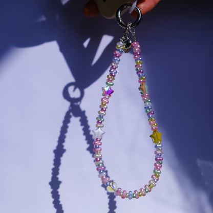Pastel Rainbow Star Beaded original handmade phone charms and straps with socialite and fairy style
