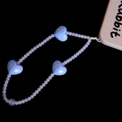 Dual-Texture original handmade Blue Heart phone charms and straps with socialite and fairy style