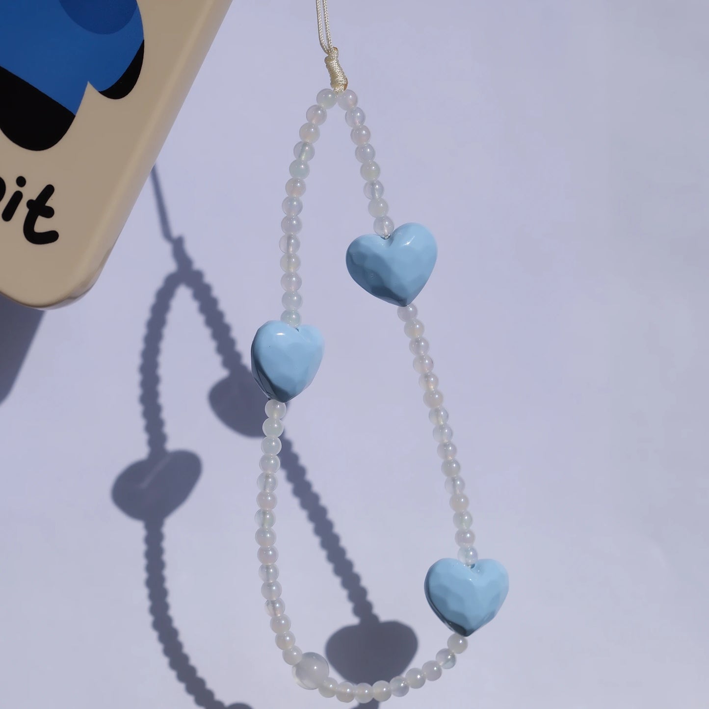 Dual-Texture original handmade Blue Heart phone charms and straps with socialite and fairy style