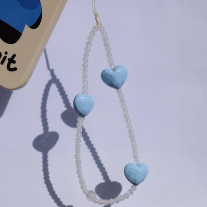 Dual-Texture original handmade Blue Heart phone charms and straps with socialite and fairy style
