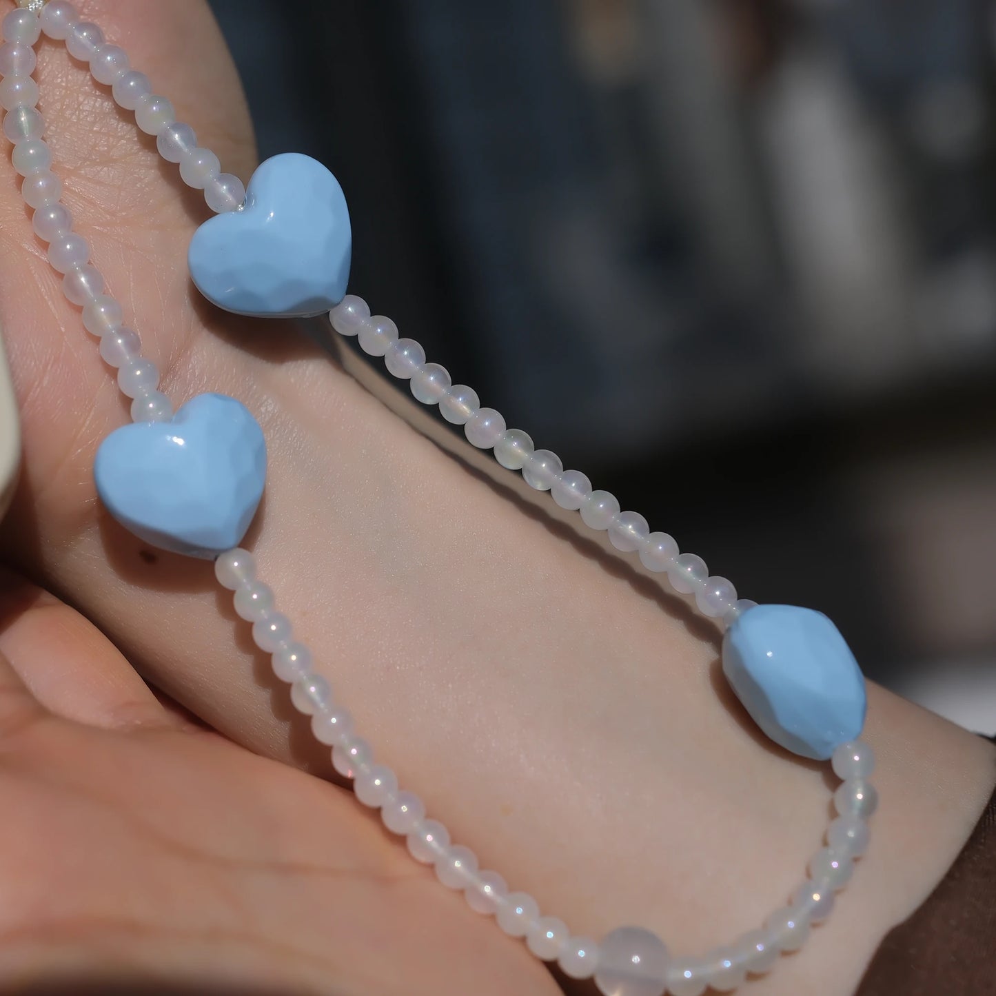 Dual-Texture original handmade Blue Heart phone charms and straps with socialite and fairy style