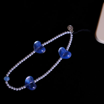 Dual-Texture original handmade Blue Heart phone charms and straps with socialite and fairy style