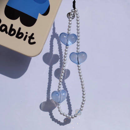 Dual-Texture original handmade Blue Heart phone charms and straps with socialite and fairy style