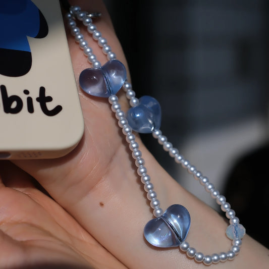 Dual-Texture original handmade Blue Heart phone charms and straps with socialite and fairy style