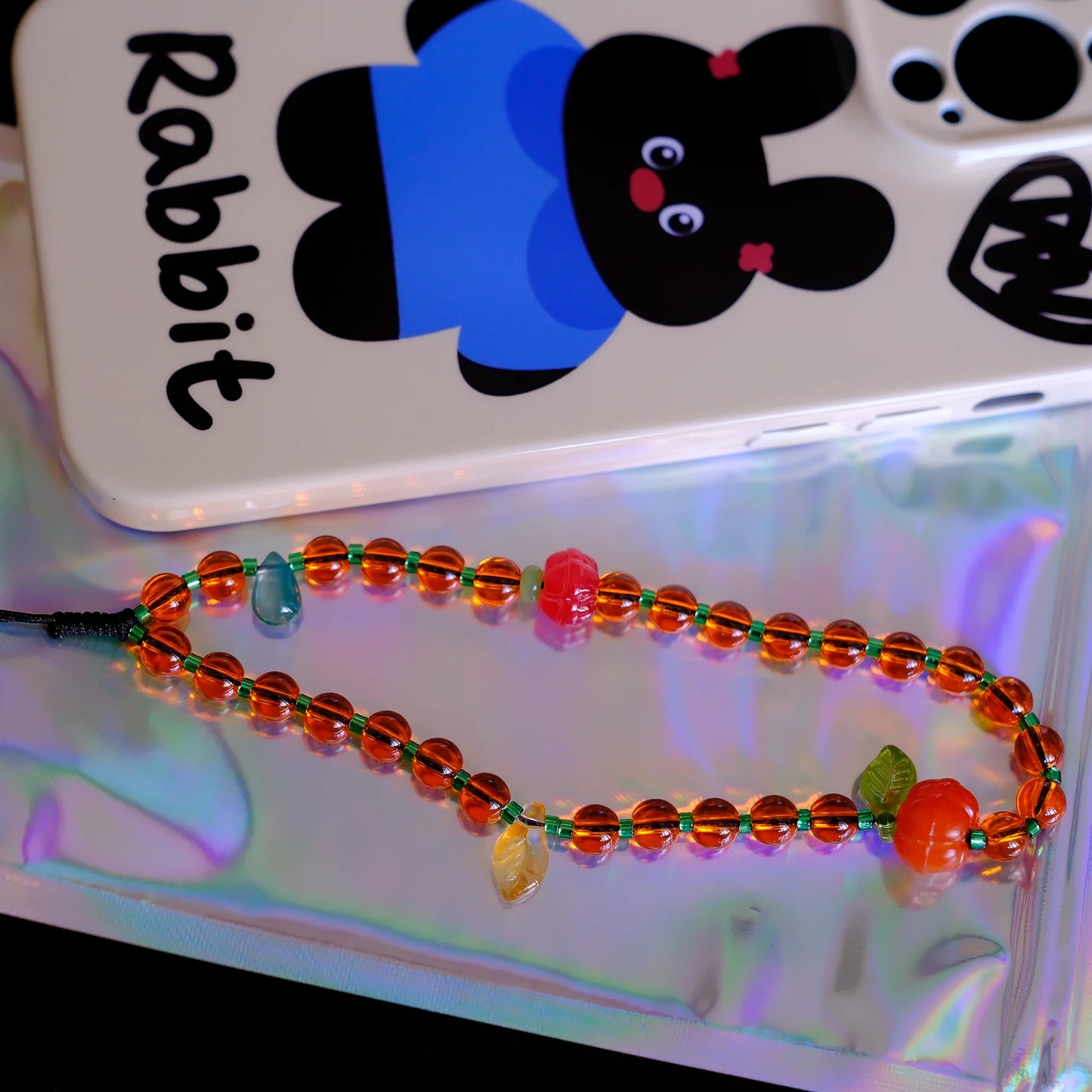 Persimmon Beaded original handmade phone charms and straps with auspicious meaning