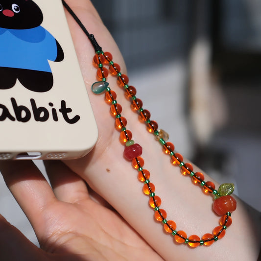 Persimmon Beaded original handmade phone charms and straps with auspicious meaning