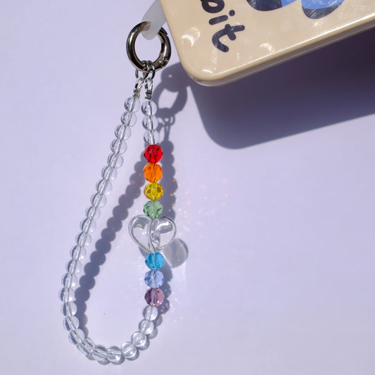 Rainbow Heart Beaded original handmade phone charms and straps with socialite and fairy style and auspicious meanings