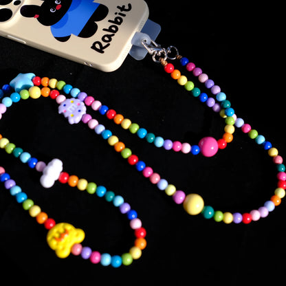 Original handmade crossbody phone charms and straps with cute rainbow style