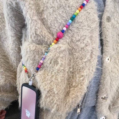 Original handmade crossbody phone charms and straps with cute rainbow style