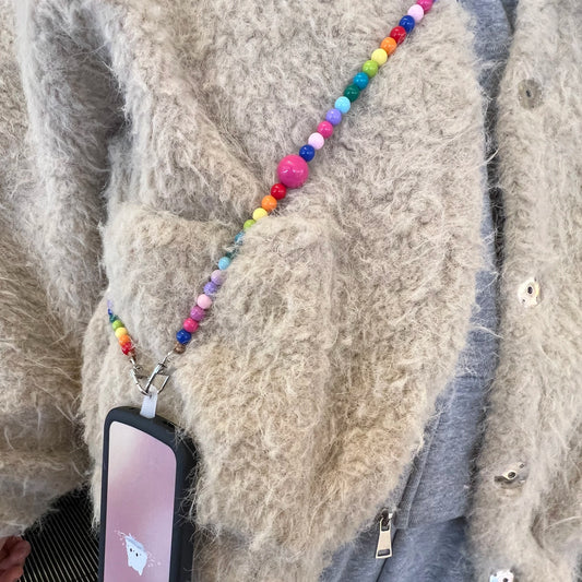 Original handmade crossbody phone charms and straps with cute rainbow style