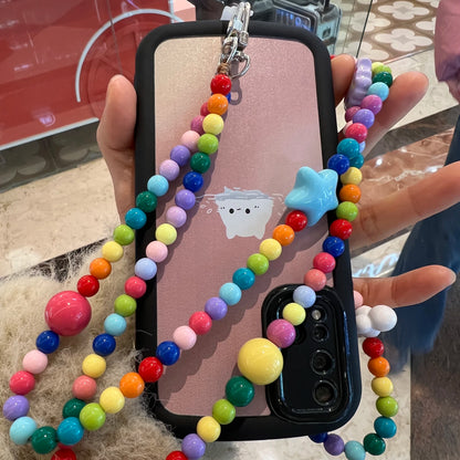 Original handmade crossbody phone charms and straps with cute rainbow style