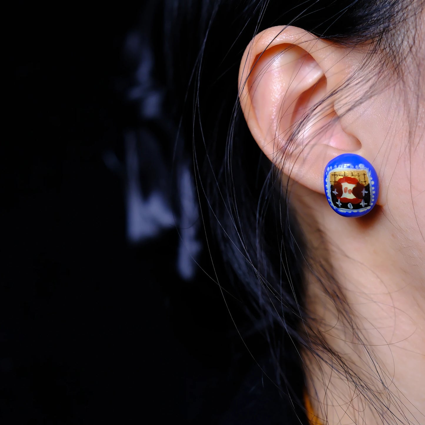 F136 titanium alloy Cobalt Art Frame Scene Stud/original hand painted studs/hand-drawn/handmade