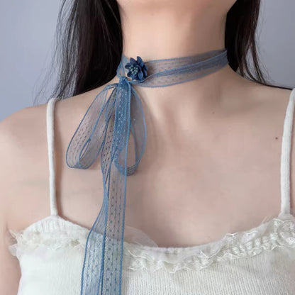 Mesh lace Floral Scarf Necklace/choker/neckerchief