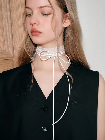 Lace Trim Choker Scarf/Neckerchief