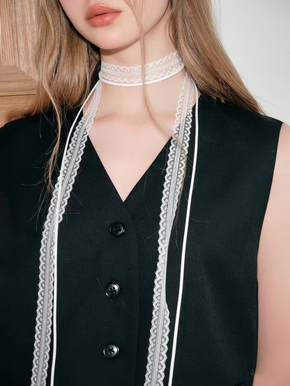 Lace Trim Choker Scarf/Neckerchief