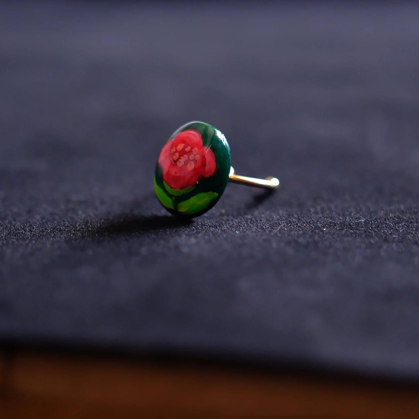 Hand-Painted Camellia Adjustable Ring/hand-drawn ring/handmade ring