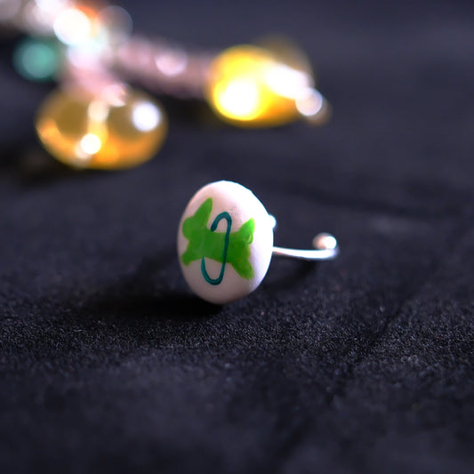 Hand-Painted Green Figure Adjustable Ring/hand-drawn ring/handmade ring