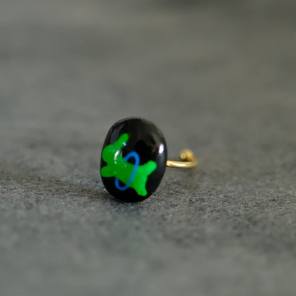 F136 titanium alloy Green dogs on White stud/original hand painted studs/hand-drawn/handmade