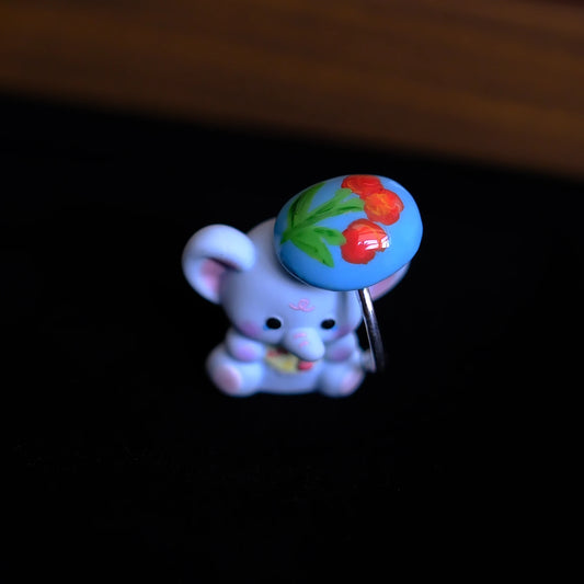 Hand-Painted Flower Cluster Adjustable Ring/hand-drawn ring/handmade ring