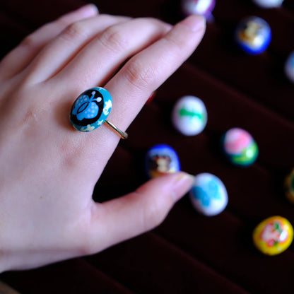 Hand-Painted Butterfly Adjustable Ring/hand-drawn ring/handmade ring