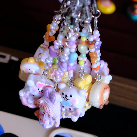 Cute Bean Keychain and Phone Strap/charm Blind Box/tiny play food assortment